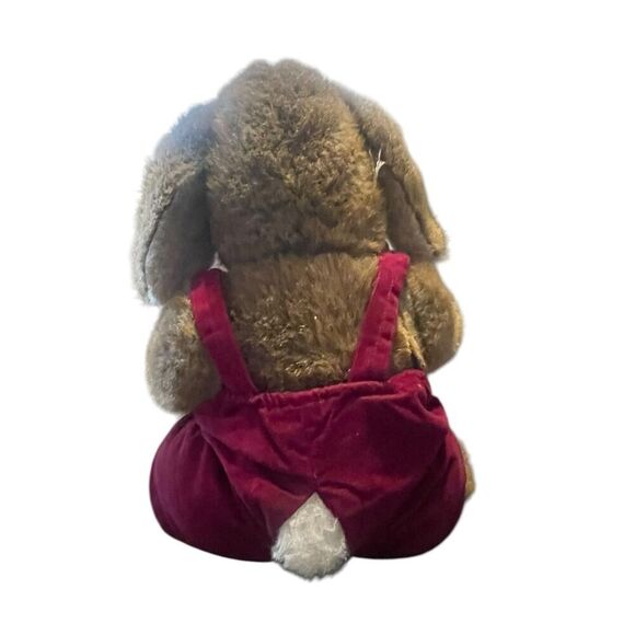 Playful Pals Brown Red Bunny Rabbit Droopy Ears Bib Overalls Plush Stuffed Anima - Picture 9 of 12